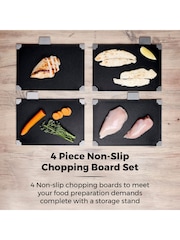 Tower 4 Piece Black Chopping Board Set with Stand - Image 3 of 9