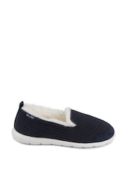 Totes Navy Isotoner Ladies Iso-Flex Waffle Full Back Slippers - Image 2 of 5