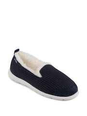 Totes Navy Isotoner Ladies Iso-Flex Waffle Full Back Slippers - Image 3 of 5