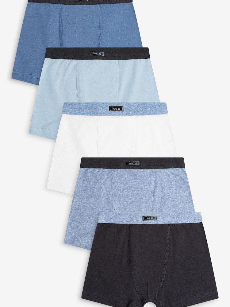 Blue Plain Trunks 5 Pack (2-16yrs) - Image 1 of 8