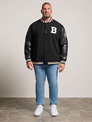 BadRhino Big & Tall Black Button Varsity Jacket - Image 2 of 4