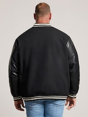 BadRhino Big & Tall Black Button Varsity Jacket - Image 3 of 4