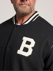 BadRhino Big & Tall Black Button Varsity Jacket - Image 4 of 4