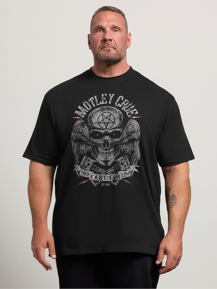 BadRhino Big & Tall Black Long Motley Crue Too Fast T-Shirt - Image 1 of 6 BadRhino Big & Tall Black Long Motley Crue Too Fast T-Shirt - Image 1 of 6
