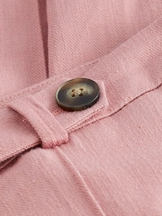 Pink Linen Tapered Leg Trousers - Image 2 of 7