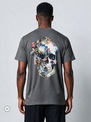 Religion Grey Bird Wings Skull Cotton T-Shirt - Image 2 of 5