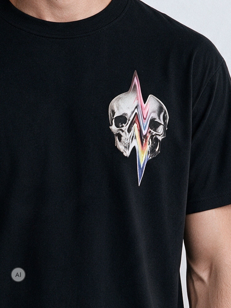 Religion Black Distorted Skull T-Shirt - Image 5 of 5
