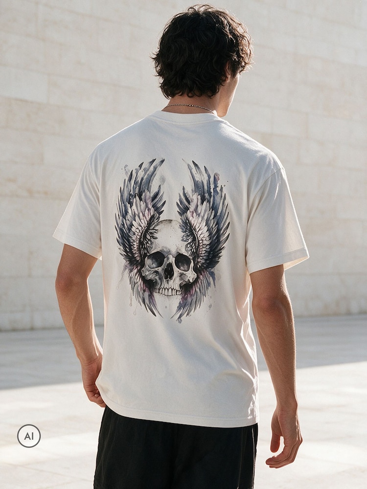 Religion White Skull Wings T-Shirt - Image 1 of 4