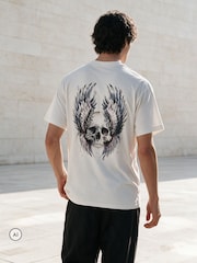 Religion White Skull Wings T-Shirt - Image 2 of 4