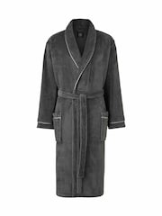 Savile Row Company Grey Lightweight Soft Fleece Rope Edge Dressing Gown - Image 1 of 3