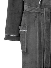 Savile Row Company Grey Lightweight Soft Fleece Rope Edge Dressing Gown - Image 3 of 3