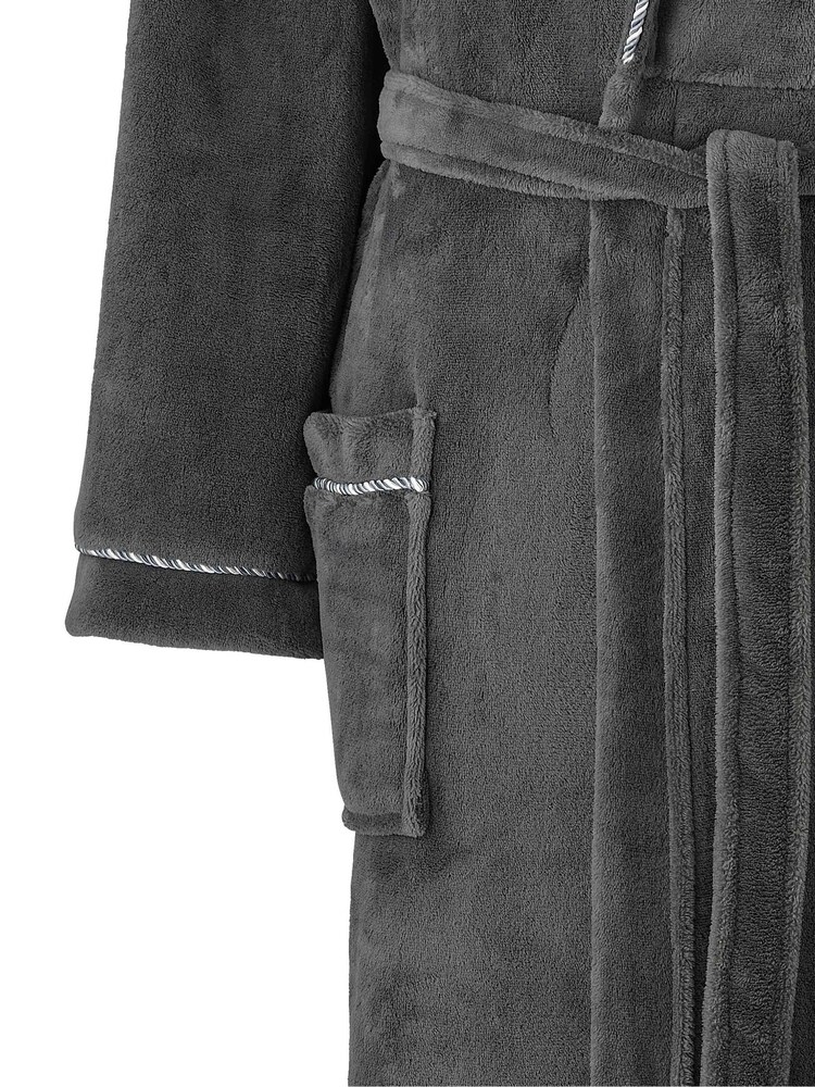 Savile Row Company Grey Lightweight Soft Fleece Rope Edge Dressing Gown - Image 5 of 5