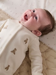 Mamas & Papas Cream Embroidered Teddy Bear 100% Cotton Romper - Image 2 of 3