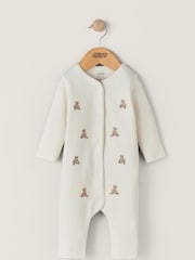 Mamas & Papas Cream Embroidered Teddy Bear 100% Cotton Romper - Image 3 of 3