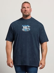 Plavo - Dugačko - BadRhino Big & Tall Acid Wash Shelby Cobra T-Shirt - Slika 1 od 7