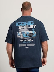 Plavo - Dugačko - BadRhino Big & Tall Acid Wash Shelby Cobra T-Shirt - Slika 3 od 7