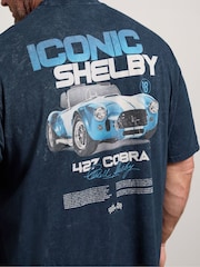 Plavo - Dugačko - BadRhino Big & Tall Acid Wash Shelby Cobra T-Shirt - Slika 4 od 7