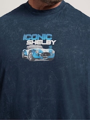 Plavo - Dugačko - BadRhino Big & Tall Acid Wash Shelby Cobra T-Shirt - Slika 5 od 7