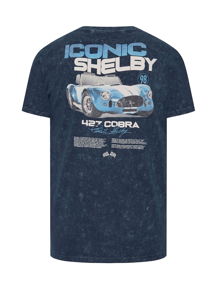 Plavo - Dugačko - BadRhino Big & Tall Acid Wash Shelby Cobra T-Shirt - Slika 7 od 7
