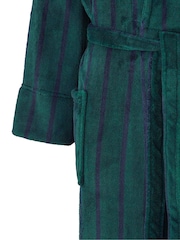 Savile Row Company Green Stripe Fleece Dressing Gown - Image 3 of 3