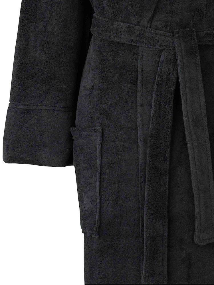 Черный - Легкий флис халат Savile Row Company - Изображение 5 5
