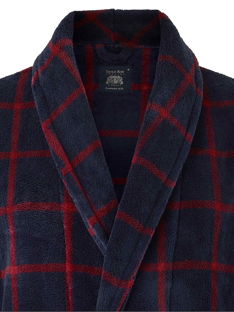 Savile Row Company Check Fleece Dressing Gown - Image 2 de 3