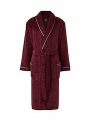 Rood - Savile Row Company Lichtgewicht Zachte Fleece Badjas met Touwrand - Afbeelding 1 van 3