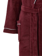 Rood - Savile Row Company Lichtgewicht Zachte Fleece Badjas met Touwrand - Afbeelding 3 van 3