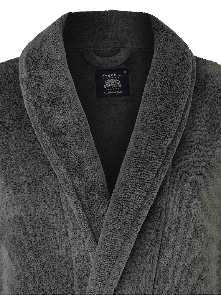 Gris - Bata ligera de forro polar suave de Savile Row Company - Imagen 5 de 5