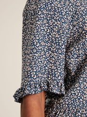 Joules Layla Blue Frill Hem Floral Midi Dress - Image 5 of 7