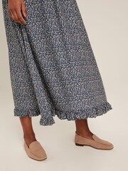 Joules Layla Blue Frill Hem Floral Midi Dress - Image 6 of 7