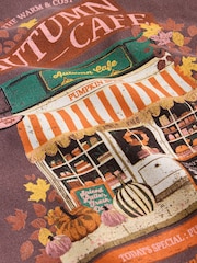 Brown Autumnal Graphic Lounge Sweatshirt - Image 3 of 4