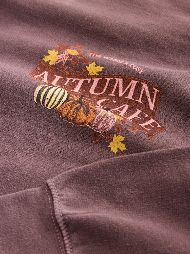 Brown Autumnal Graphic Lounge Sweatshirt - Image 4 of 4 Brown Autumnal Graphic Lounge Sweatshirt - Image 4 of 4