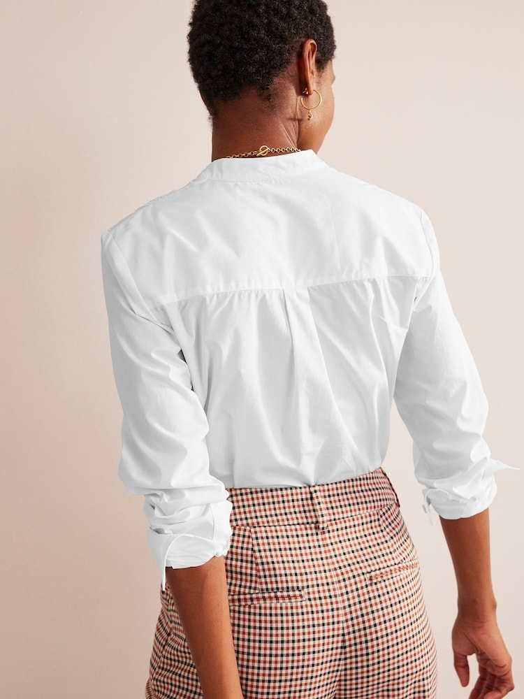 Boden White Lace-Panelled Poplin 100% Cotton Shirt - Image 2 of 5