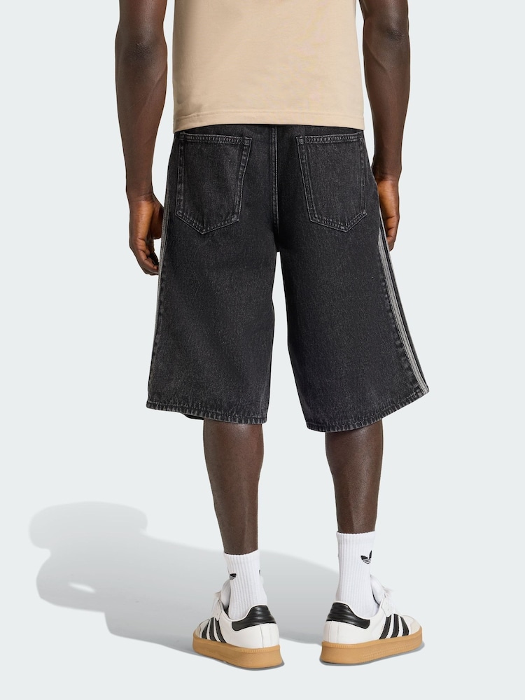 adidas Originals Black Firebird Adicolor Denim Shorts - Image 2 of 5 adidas Originals Black Firebird Adicolor Denim Shorts - Image 2 of 5