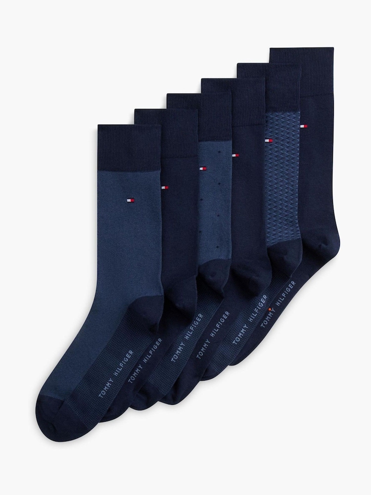 Tommy Hilfiger Black Cotton Socks 6-Pack Gift Tin - Image 1 of 2 Tommy Hilfiger Black Cotton Socks 6-Pack Gift Tin - Image 1 of 2