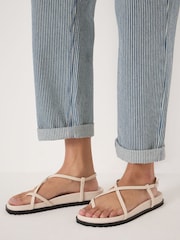 Hush White Theo Leather Strappy Sandals - Image 3 of 5