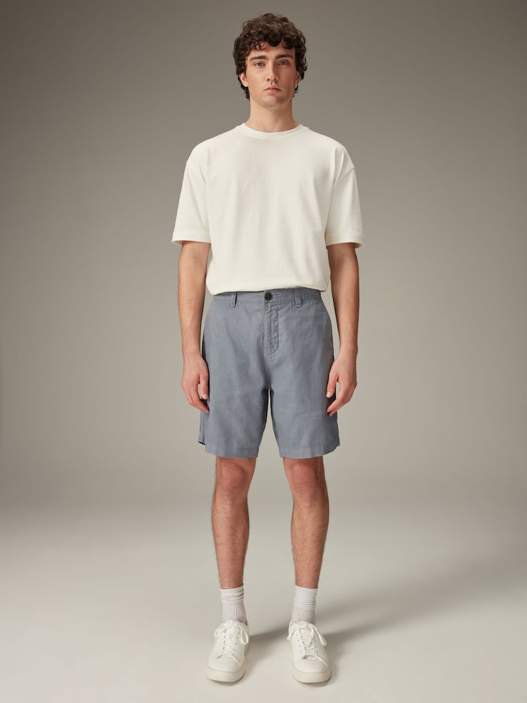 Blue Linen Blend Chino Shorts - Image 2 of 5