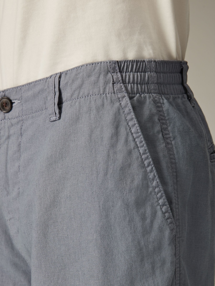Blue Linen Blend Chino Shorts - Image 5 of 5
