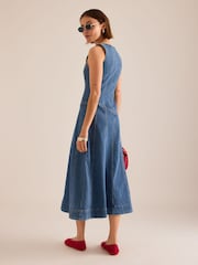 Anthropologie Denim Light Blue Pilcro Denim Zip-Front Midi Dress - Image 4 of 4