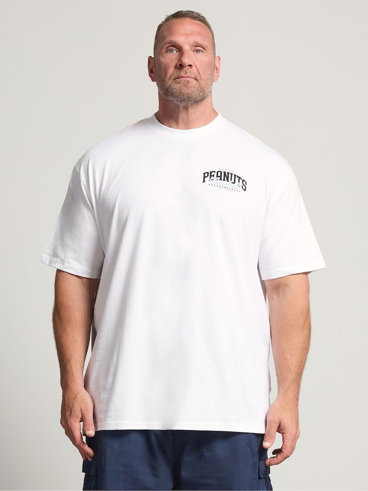 BadRhino Big & Tall White Long Peanuts Baseball T-Shirt - Image 1 of 4