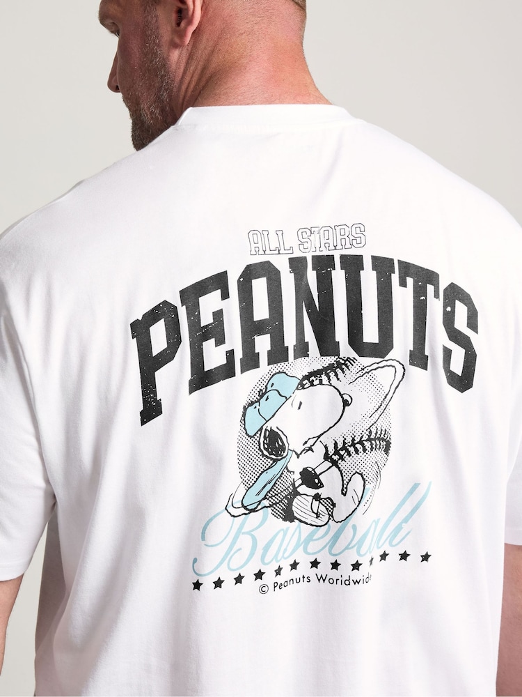 BadRhino Big & Tall White Long Peanuts Baseball T-Shirt - Image 4 of 4
