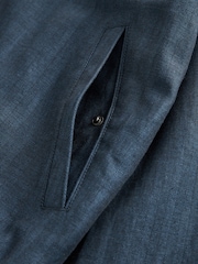 Blue Nova Fides Italian Linen Blend Herringbone Bomber Jacket - Image 10 of 12