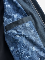 Blue Nova Fides Italian Linen Blend Herringbone Bomber Jacket - Image 11 of 12