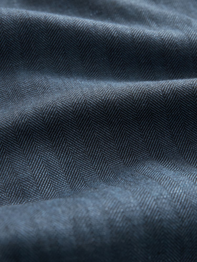 Blue Nova Fides Italian Linen Blend Herringbone Bomber Jacket - Image 12 of 12