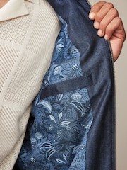 Blue Nova Fides Italian Linen Blend Herringbone Bomber Jacket - Image 5 of 12