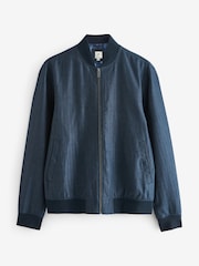 Blue Nova Fides Italian Linen Blend Herringbone Bomber Jacket - Image 7 of 12