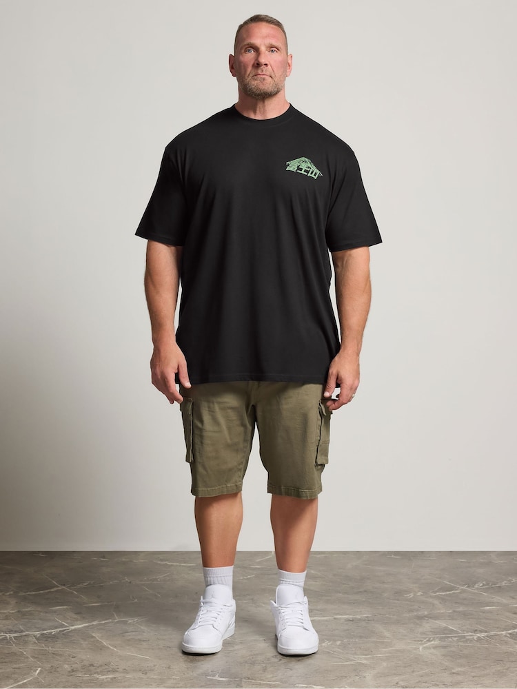 BadRhino Big & Tall Black Long Mountain Japanese T-Shirt - Image 2 of 5 BadRhino Big & Tall Black Long Mountain Japanese T-Shirt - Image 2 of 5