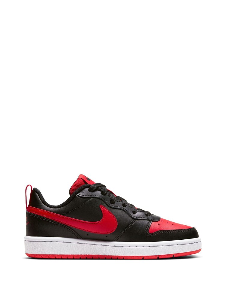 Czarny/czerwony - Nike Court Borough Low Youth Trainers - Image 3 of 9