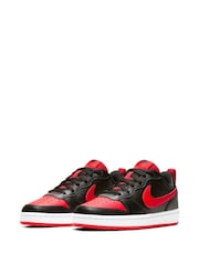 Nike Black/Red Court Borough Low Youth Trainers - Image 5 of 9